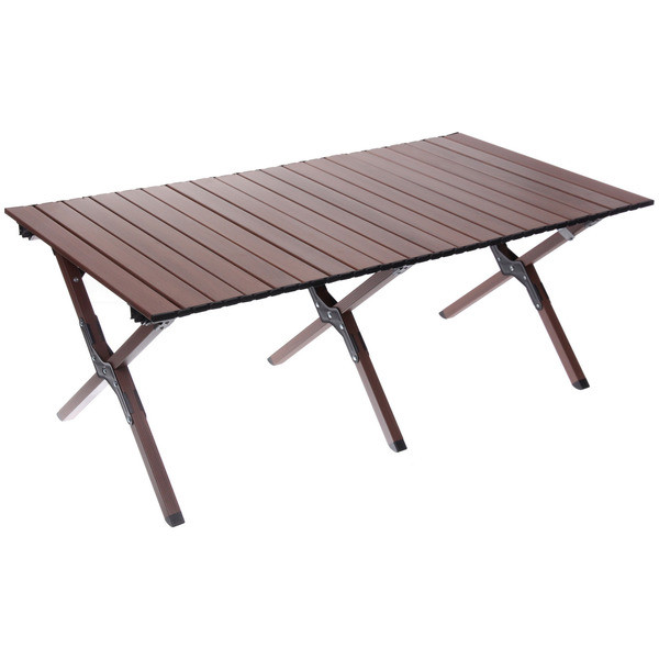 Стол кемпинговый складной, 114*59*43 см, цвет: темное дерево, каркас алюминий