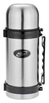 Термос Биосталь с узкой горловиной, пробкой с кнопкой и ручкой, 1,2 л