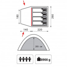 Палатка "Bell 4" v2, песочный цвет, Tramp